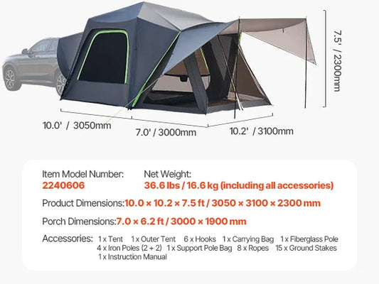 SUV Tent for Camping Waterproof Spacious Double Layer Design
