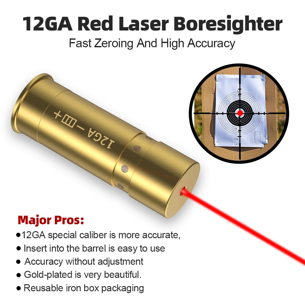 12GA Cartridge Red Dot Laser Boresighter
