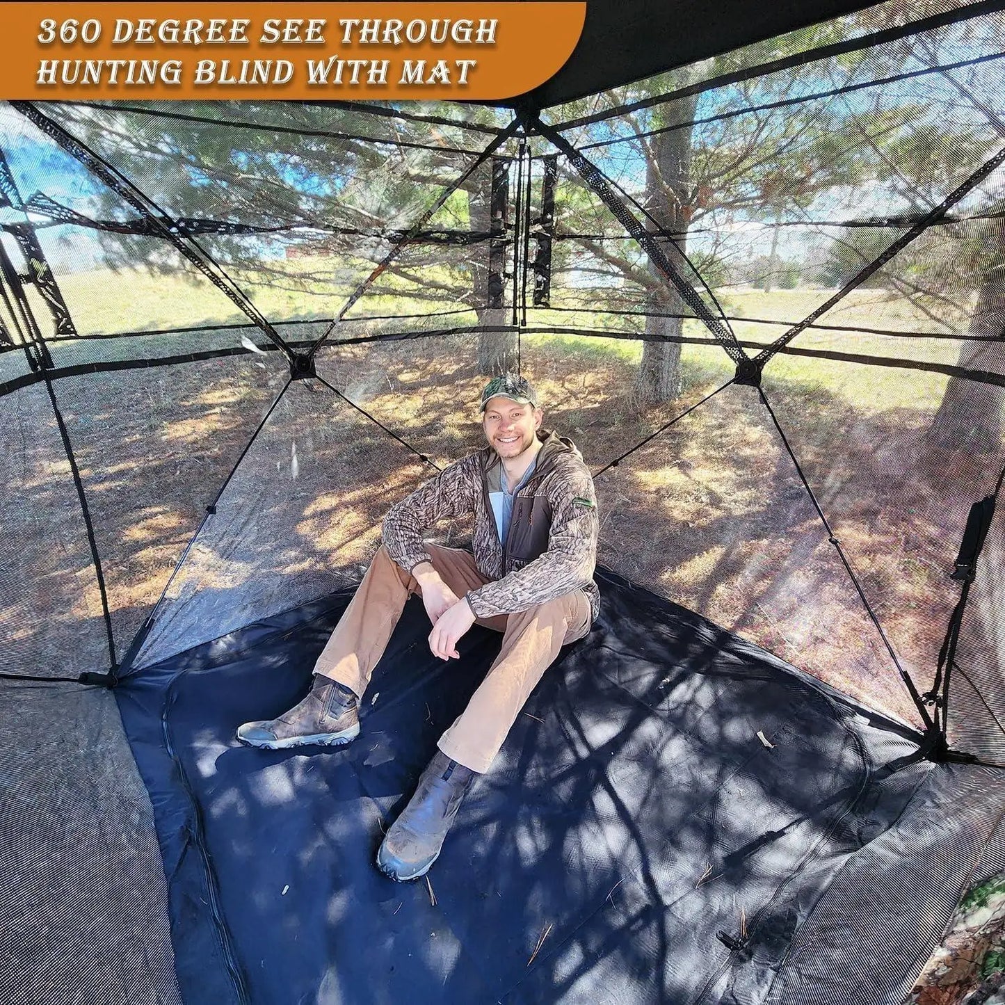 Hunting Blind With Floor Mat 360 Degree See Through Shelter