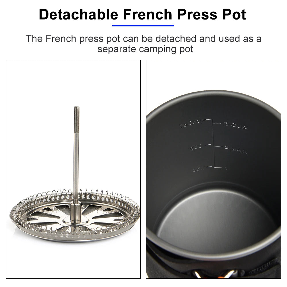 Cooking System with Heat Exchanger Outdoor Gas Stove Burner Coffee Pot Cup Cookware