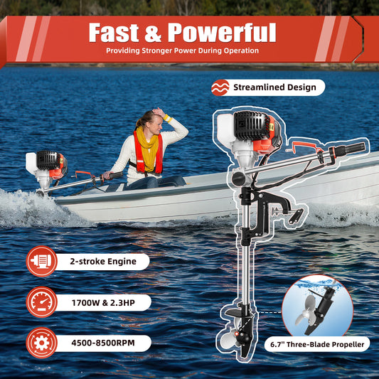 2.3 HP 2 Stroke Gas-Powered Outboard Trolling Motor 52CC