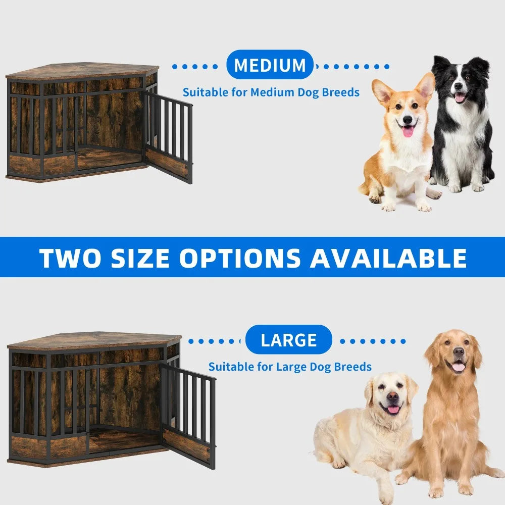 52 Inch Heavy Duty Corner Dog Crate Furniture,