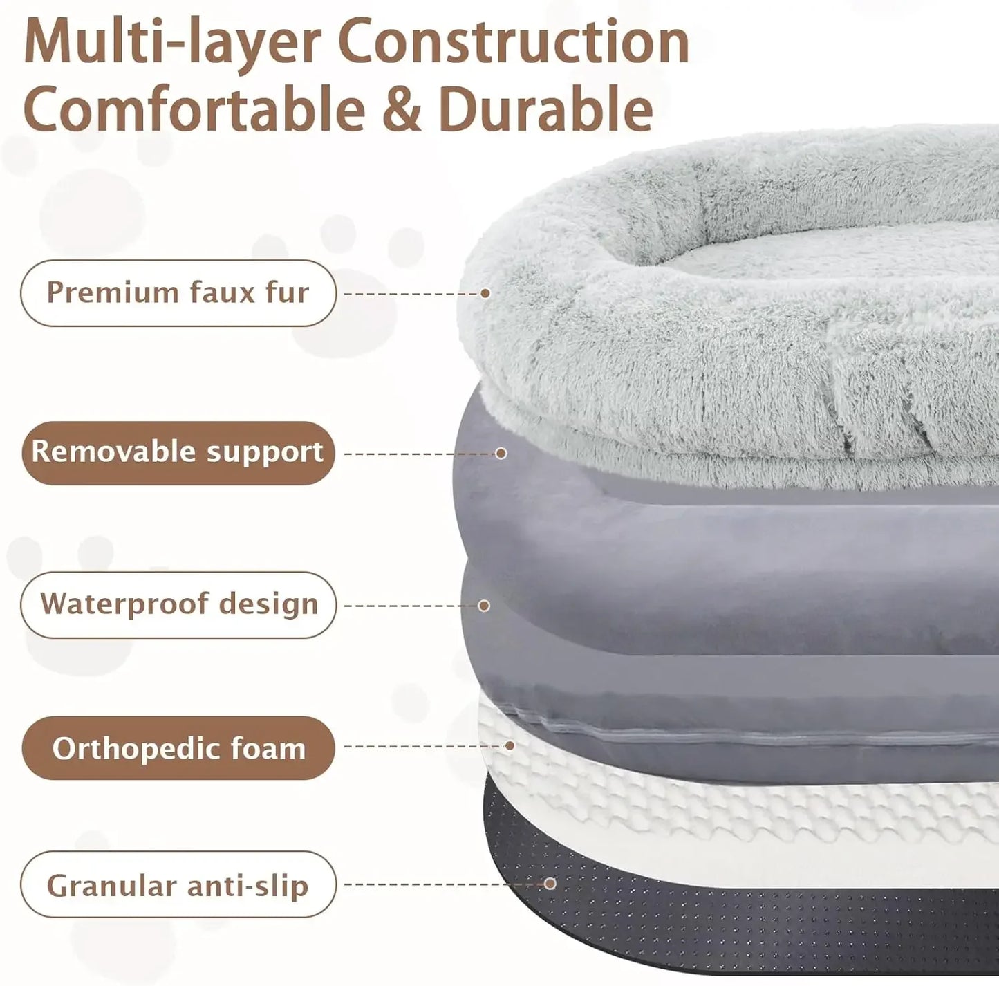 Human Dog Bed,71''x45''x12''Size Fits Adult and Pet Washable