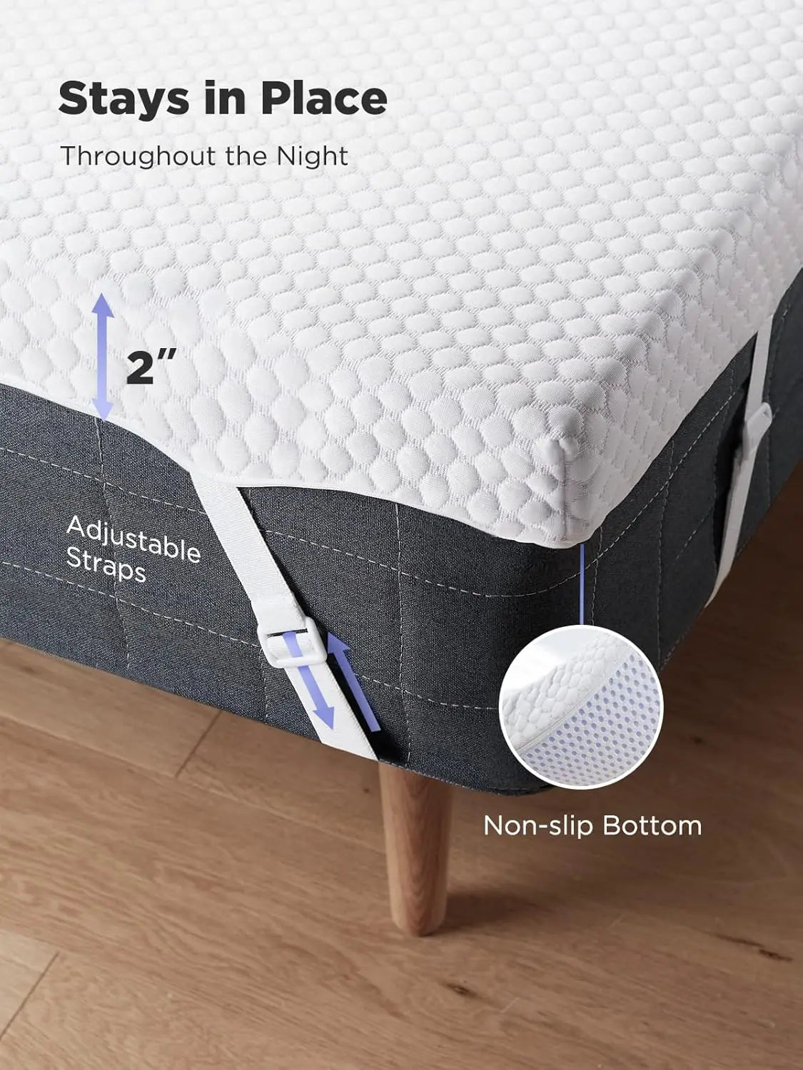 2/3/4 Inch Gel Memory Foam Pressure Relief, Premium Soft Mattress Topper for Cooling Sleep, Non-Slip Design