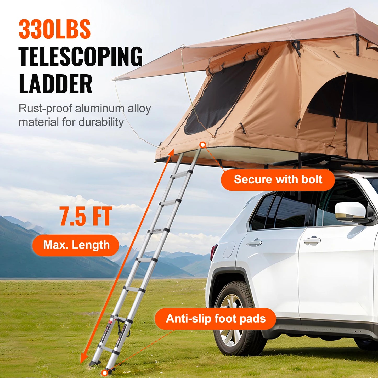 Rooftop Tent Hardshell Folding Tent with Telescopic Ladder Mattress