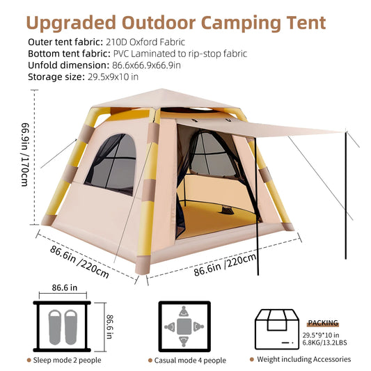 2-4 People Inflatable Tents for Camping,4 Season