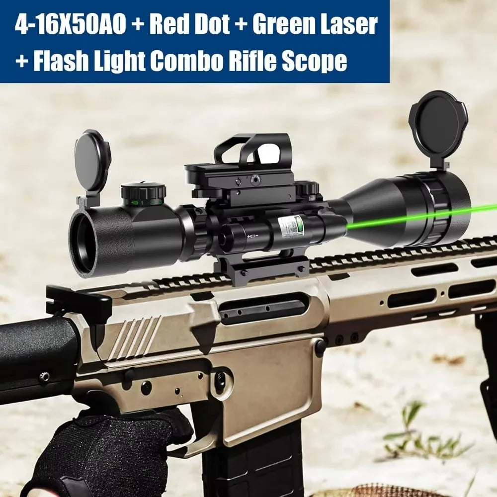 4-12&16X50 AO rifle sight Red/Green illuminated ranging sight W/ Green laser