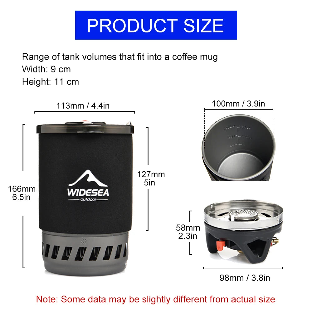 Cooking System with Heat Exchanger Outdoor Gas Stove Burner Coffee Pot Cup Cookware