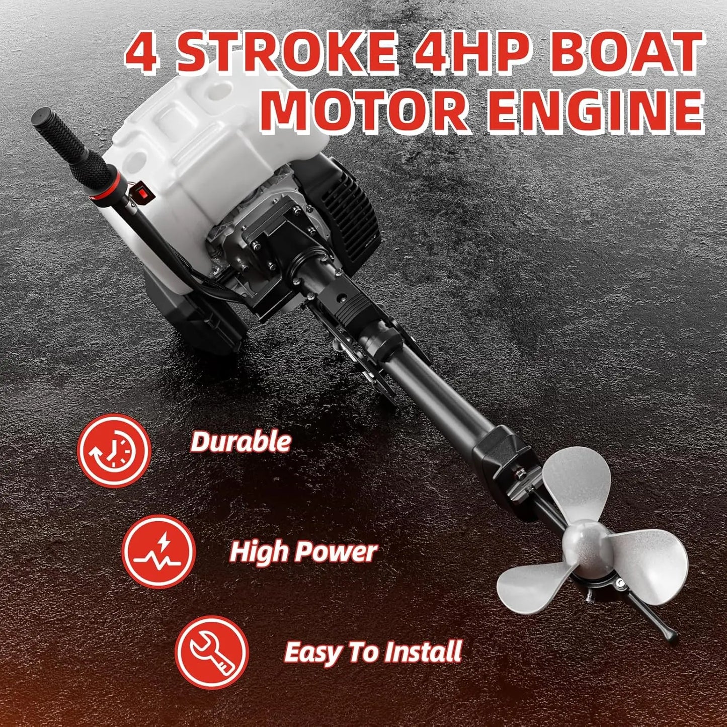 4HP 4 Stroke Outboard Motor Boat Engine, Heavy Duty 55CC